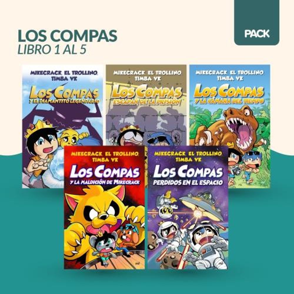 PACK LOS COMPAS LIBRO 1 AL 5 - MIKECRACK EL TROLLINO TIMBA V - SBS Librerias