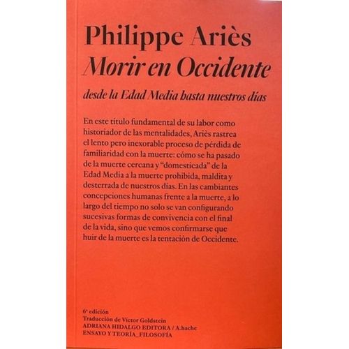 MORIR EN OCCIDENTE - PHILIPPE ARIES