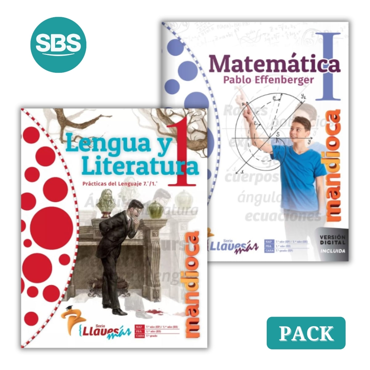 LLAVES MAS 1 - LENGUA Y LITERATURA + MATEMATICA - 2 LIBROS