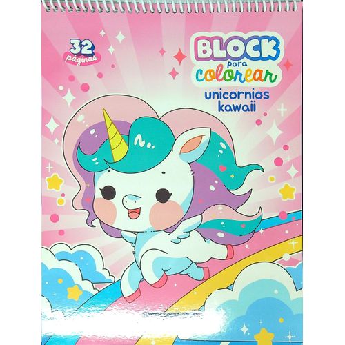 BLOCK PARA COLOREAR - UNICORNOS KAWAII