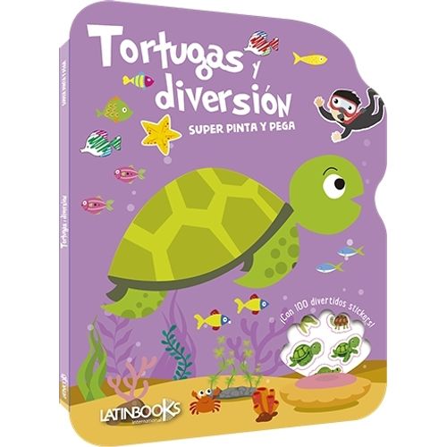 LIBRO TORTUGAS Y DIVERSION - SUPER PINTA Y PEGA - LATINBOOKS