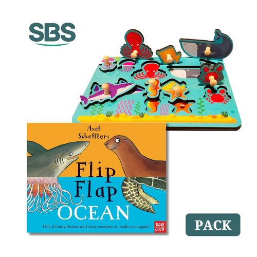 FLIP FLAP OCEAN + EL MAR JUEGO DE ENCASTRE - LIBRO + JUEGO