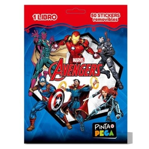 AVENGERS - SOBRE PINTA Y PEGA - LIBRO + STICKERS