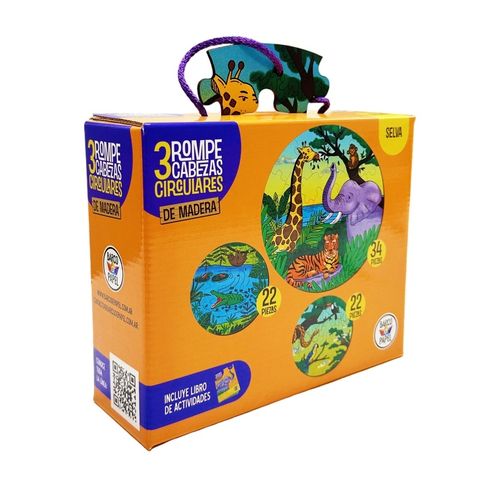 3 ROMPECABEZAS CIRCULARES DE MADERA - SELVA 3 ROMPECABEZAS CIRCULARES DE MADERA - SELVA