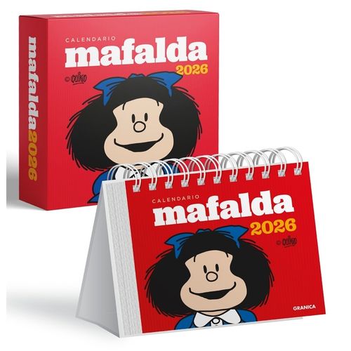 CALENDARIO 2026 MAFALDA ESCRITORIO CON CAJA - ROJO