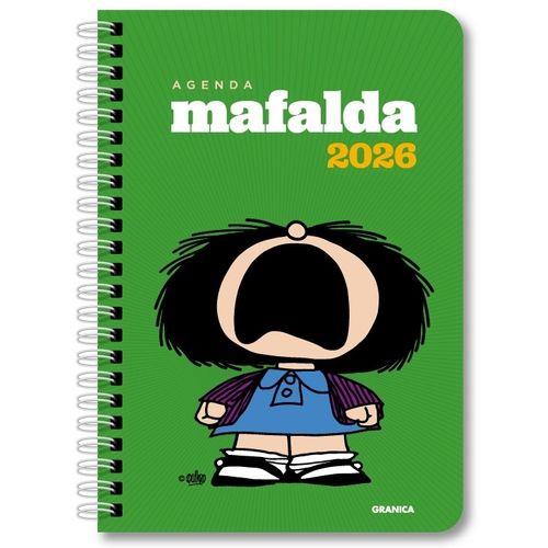 AGENDA 2026 MAFALDA ANILLADA PROTESTA VERDE - QUINO