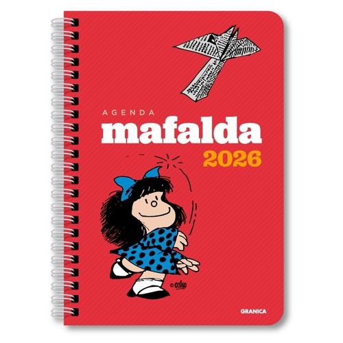 AGENDA 2026 MAFALDA ANILLADA COLUMNA ROJA - QUINO