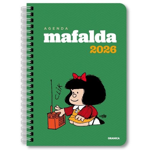AGENDA 2026 MAFALDA ANILLADA MODULOS VERDE - QUINO