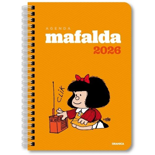 AGENDA 2026 MAFALDA ANILLADA MODULOS NARANJA - QUINO