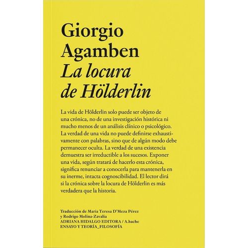 LA LOCURA DE HOLDERLIN - GIORGIO AGAMBEN
