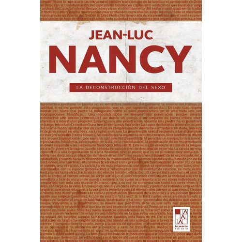 LA DECONSTRUCCION DEL SEXO - JEAN - LUC NANCY
