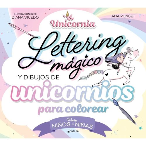 UNICORNIA LETTERING MAGICO  DIBUJOS UNICORNIOS PARA COLOREAR