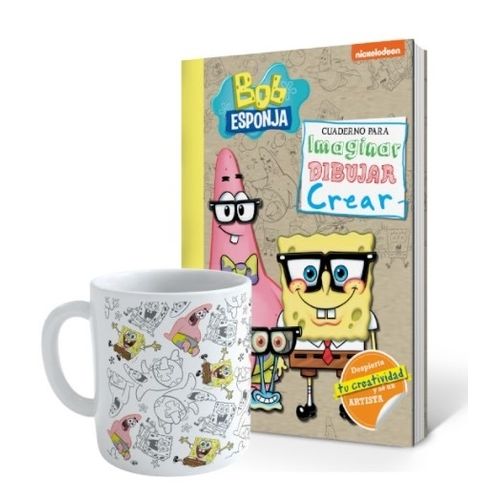 COMBO CUADERNO BOB ESPONJA + TAZA DE CERÁMICA ESTAMPADA