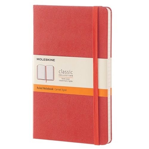 CUADERNO MOLESKINE CLASSIC LARGE HARD - NARANJA CORAL RULED
