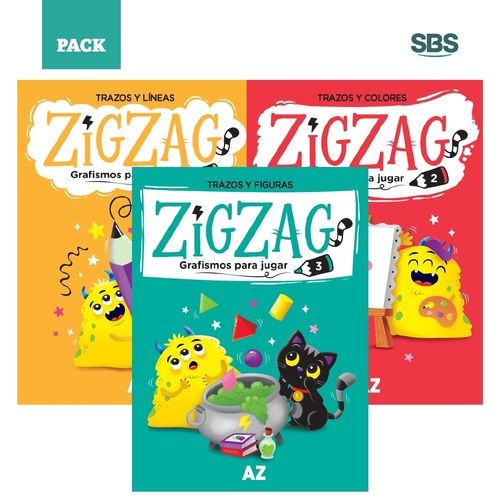 ZIGZAG 1, 2 Y 3 - GRAFISMOS PARA JUGAR - 3 LIBROS