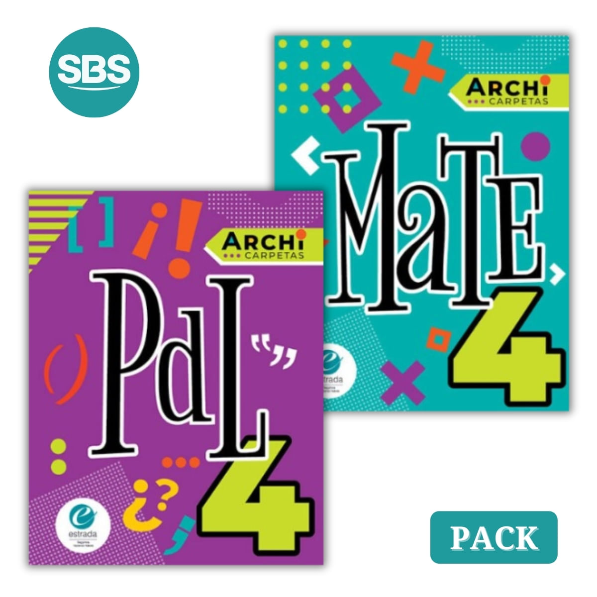 ARCHI CARPETAS 4 - MATEMATICAS + LENGUA - 2 LIBROS