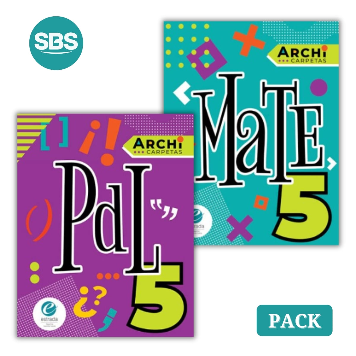 ARCHI CARPETAS 5 - MATEMATICAS + LENGUA - 2 LIBROS