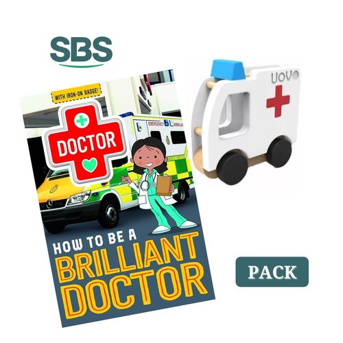 HOW TO BE A BRILLIANT DOCTOR + AMBULANCIA MINI - LIBRO + JUG