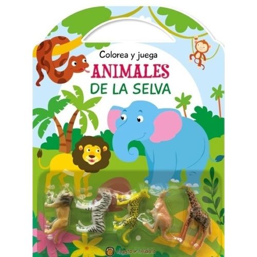 ANIMALES DE LA SELVA - COLOREA Y JUEGA (5 JUGUETES)