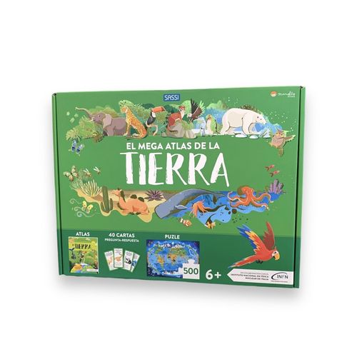 EL MEGA ATLAS DE LA TIERRA - 40 CARTAS - PUZLE 500 PIEZAS