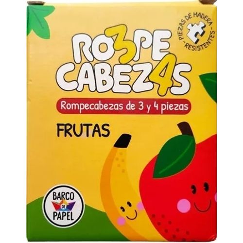 ROMPECABEZAS X 4 DE 3 Y 4 PIEZAS - FRUTAS