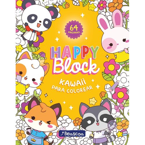 HAPPY BLOCK - KAWAII PARA COLOREAR