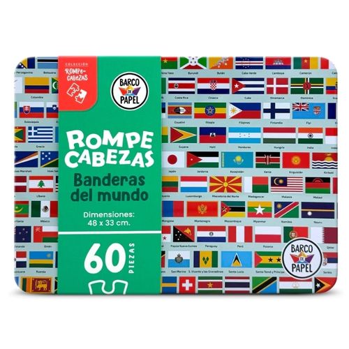 BANDERAS DEL MUNDO - ROMPECABEZAS - 60 PIEZAS - LATA